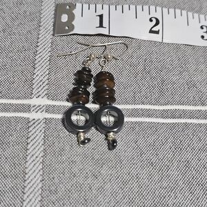 💥Elegant Hematite And Tigers Eye Dangle Earrings